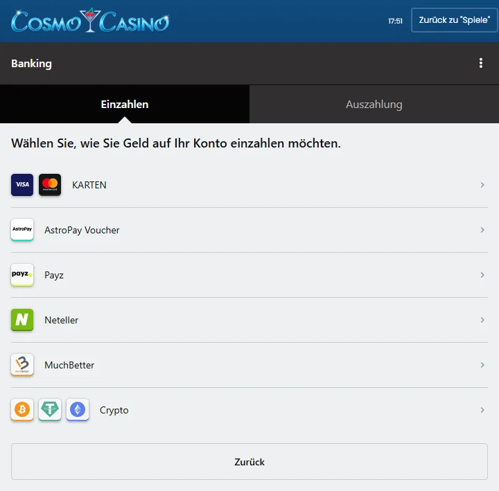 Cosmo Casino Banking