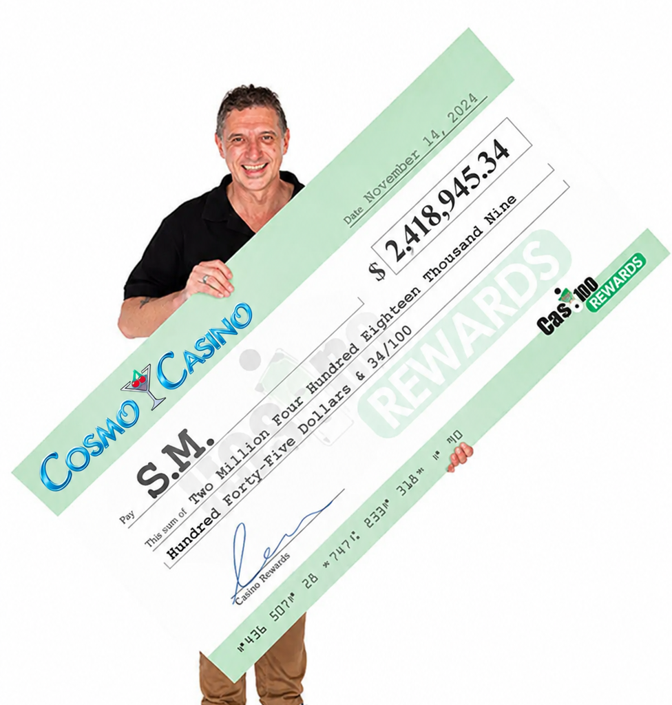 Cosmo Casino player celebrates a $2,418,945.34 jackpot