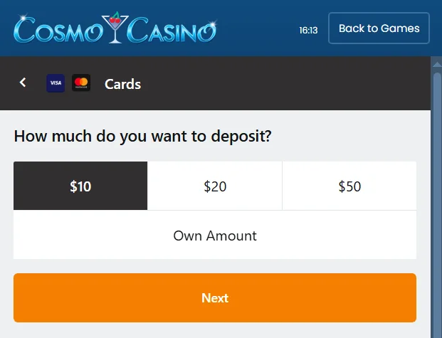 Cosmo Casino Deposit Options